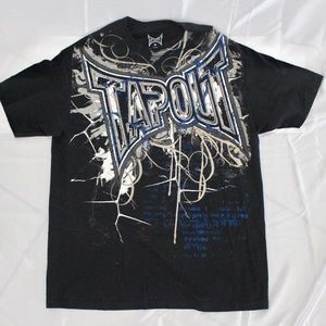 Men's Tap Out Black and Blue T Shirt XL